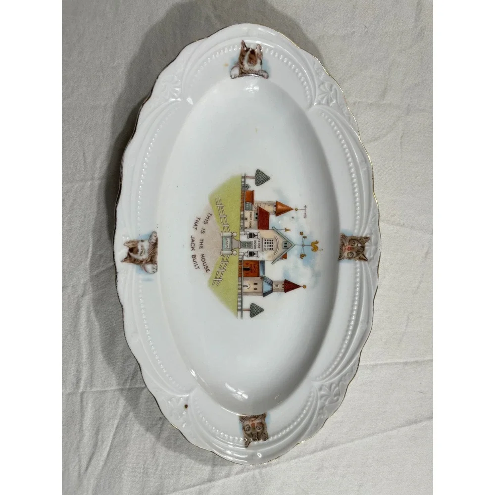 Edwin M Knowles Ironstone Childs Plate This Is The House That Jack Built 9.75